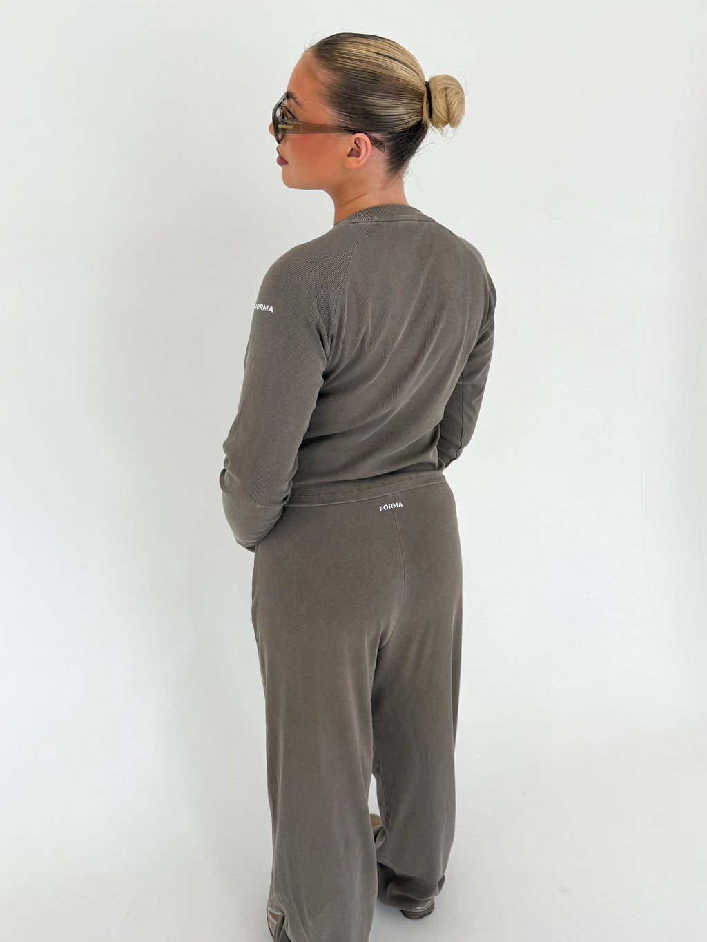 Forma Routine Straight Leg Olive Ribbed Lounge Set
