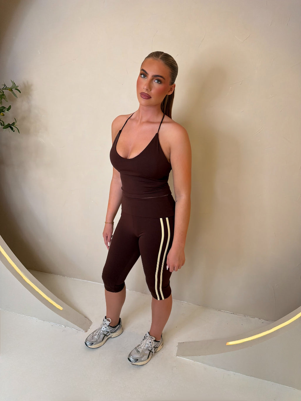 Forma Align Mocha Fold Over Capri Set