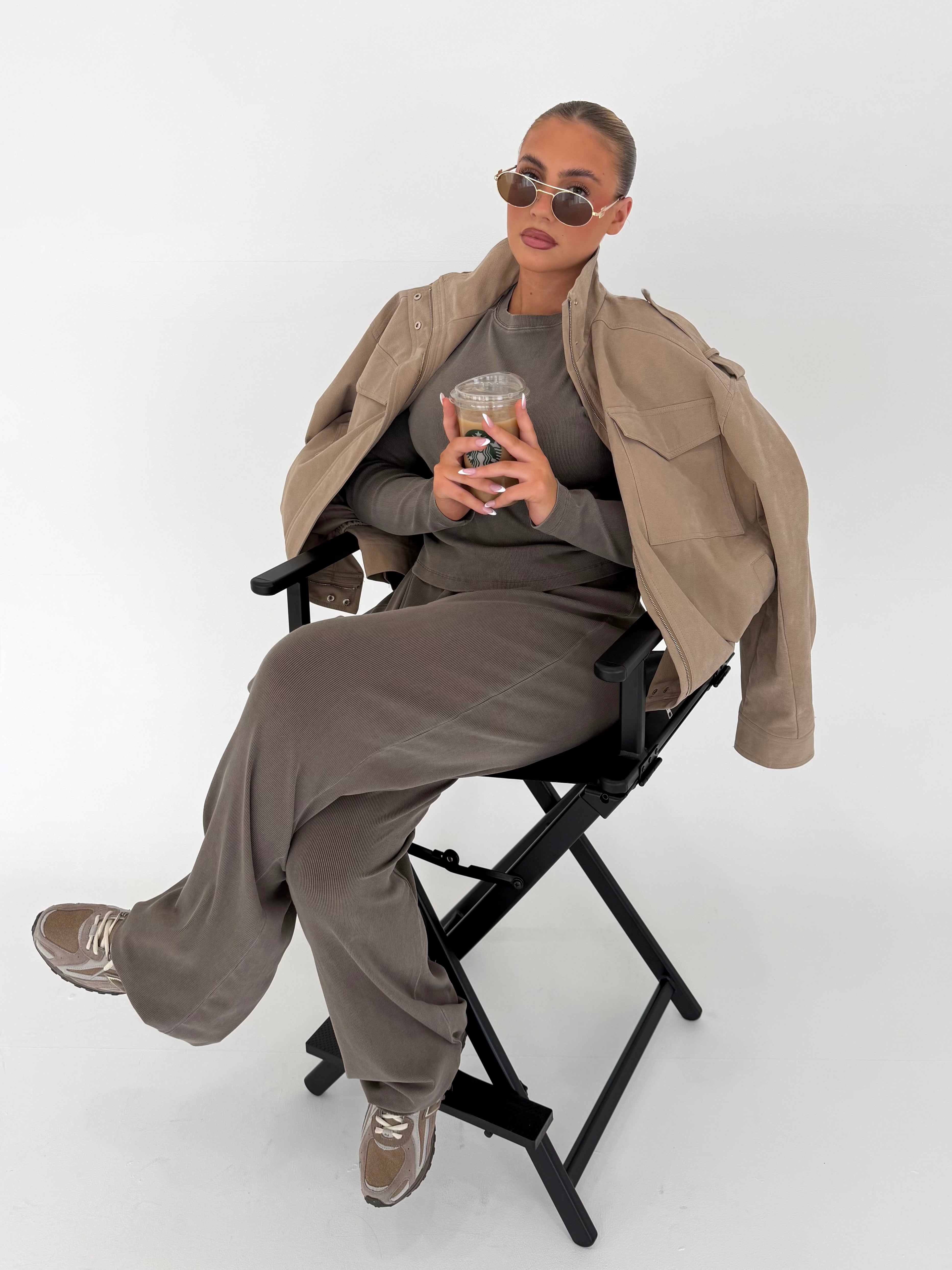 Forma Routine Straight Leg Olive Ribbed Lounge Set
