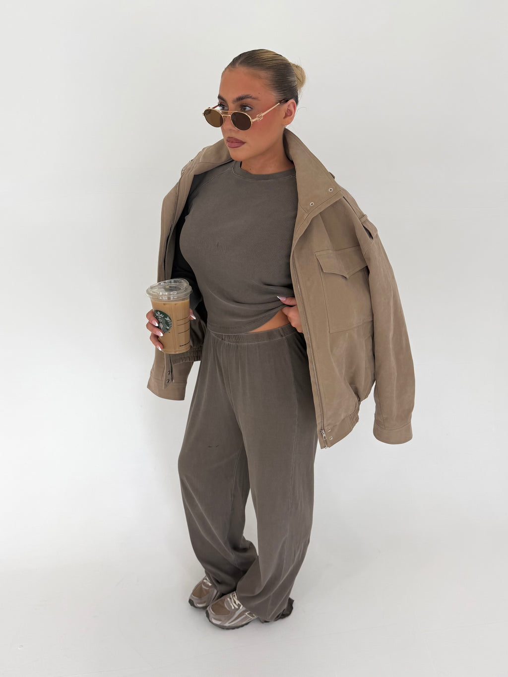 Forma Routine Straight Leg Olive Ribbed Lounge Set