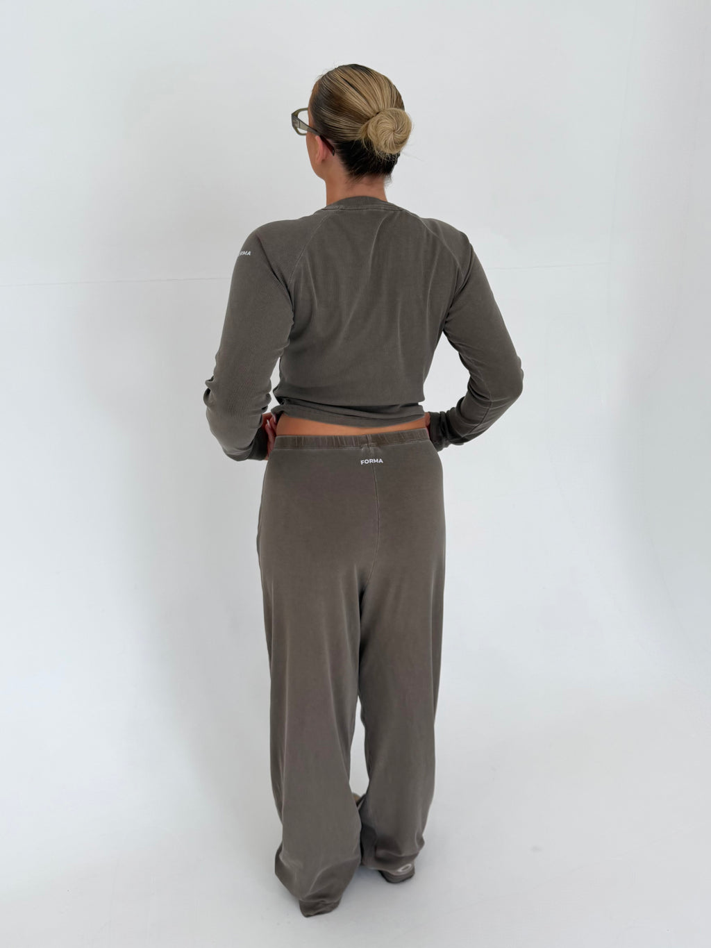 Forma Routine Straight Leg Olive Ribbed Lounge Set