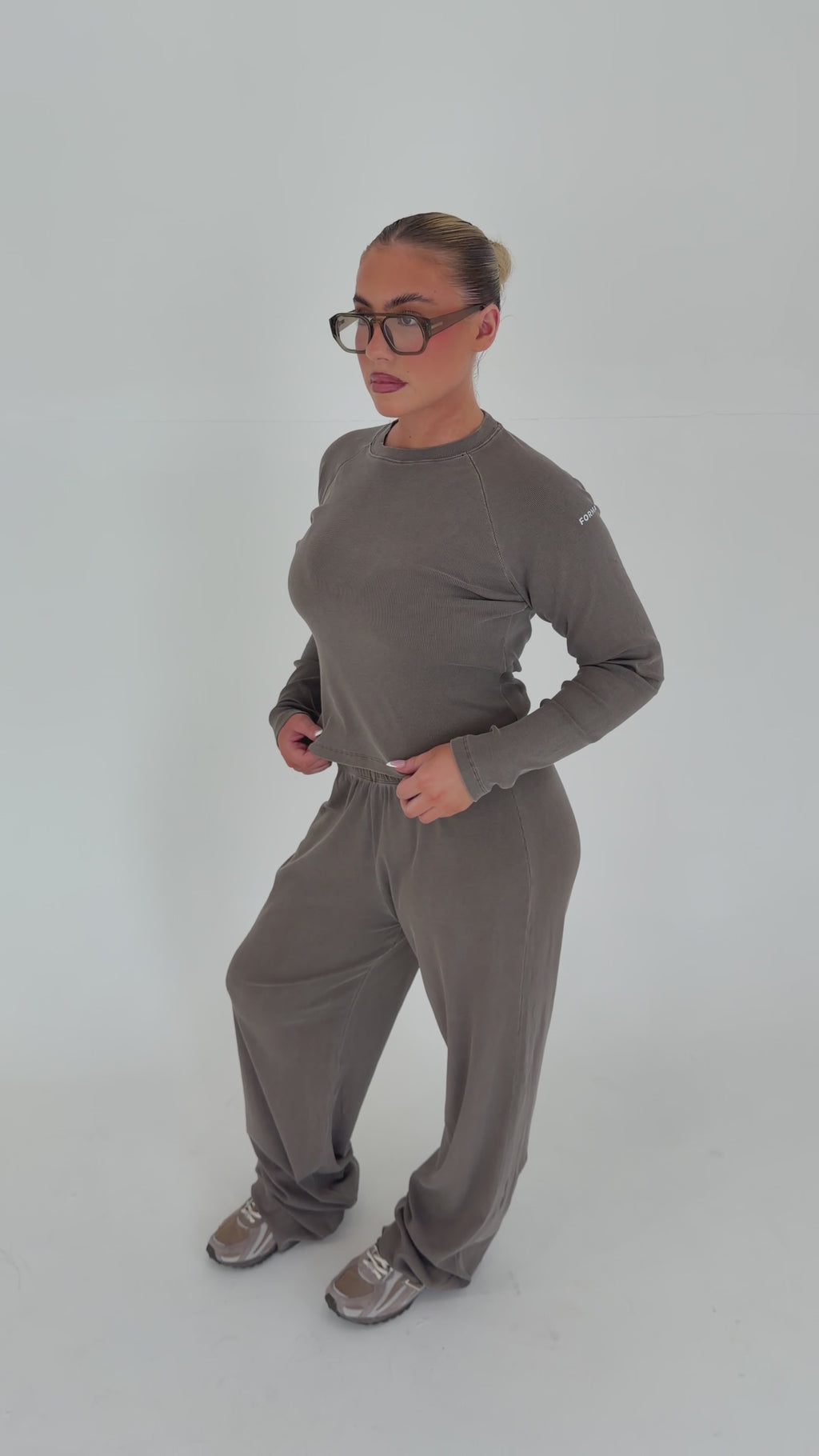 Forma Routine Straight Leg Olive Ribbed Lounge Set